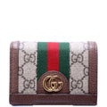 523155 Ophidia GG Card Case Wallet Brown