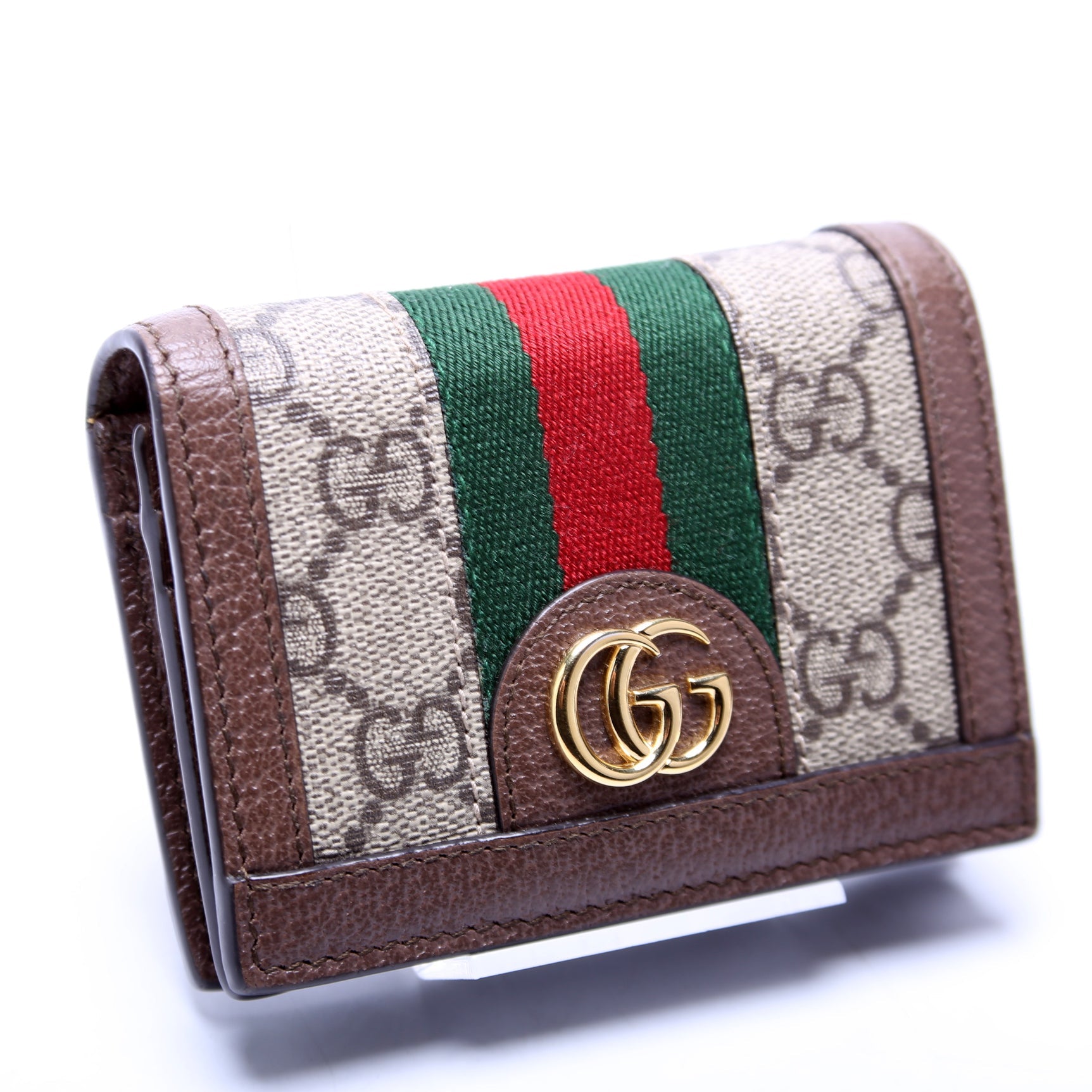 523155 Ophidia GG Card Case Wallet Brown