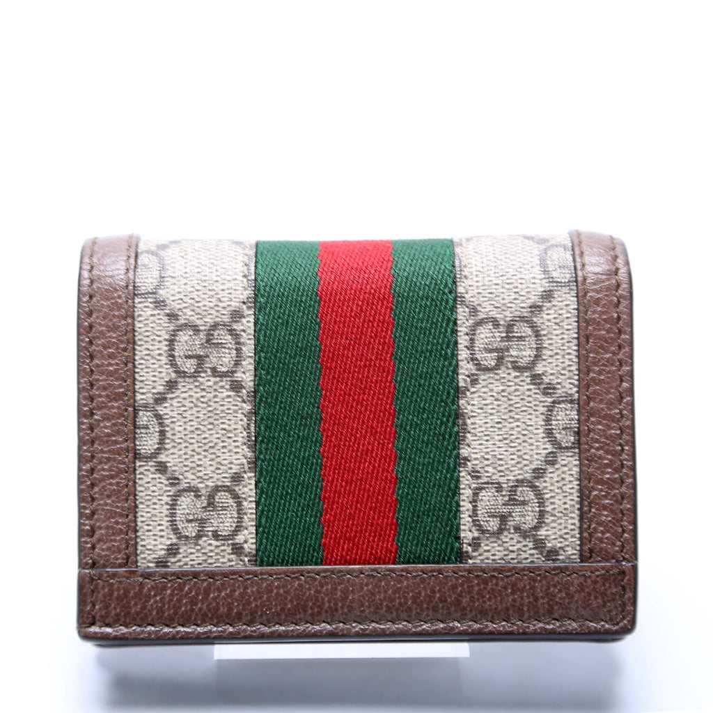 523155 Ophidia GG Card Case Wallet Brown