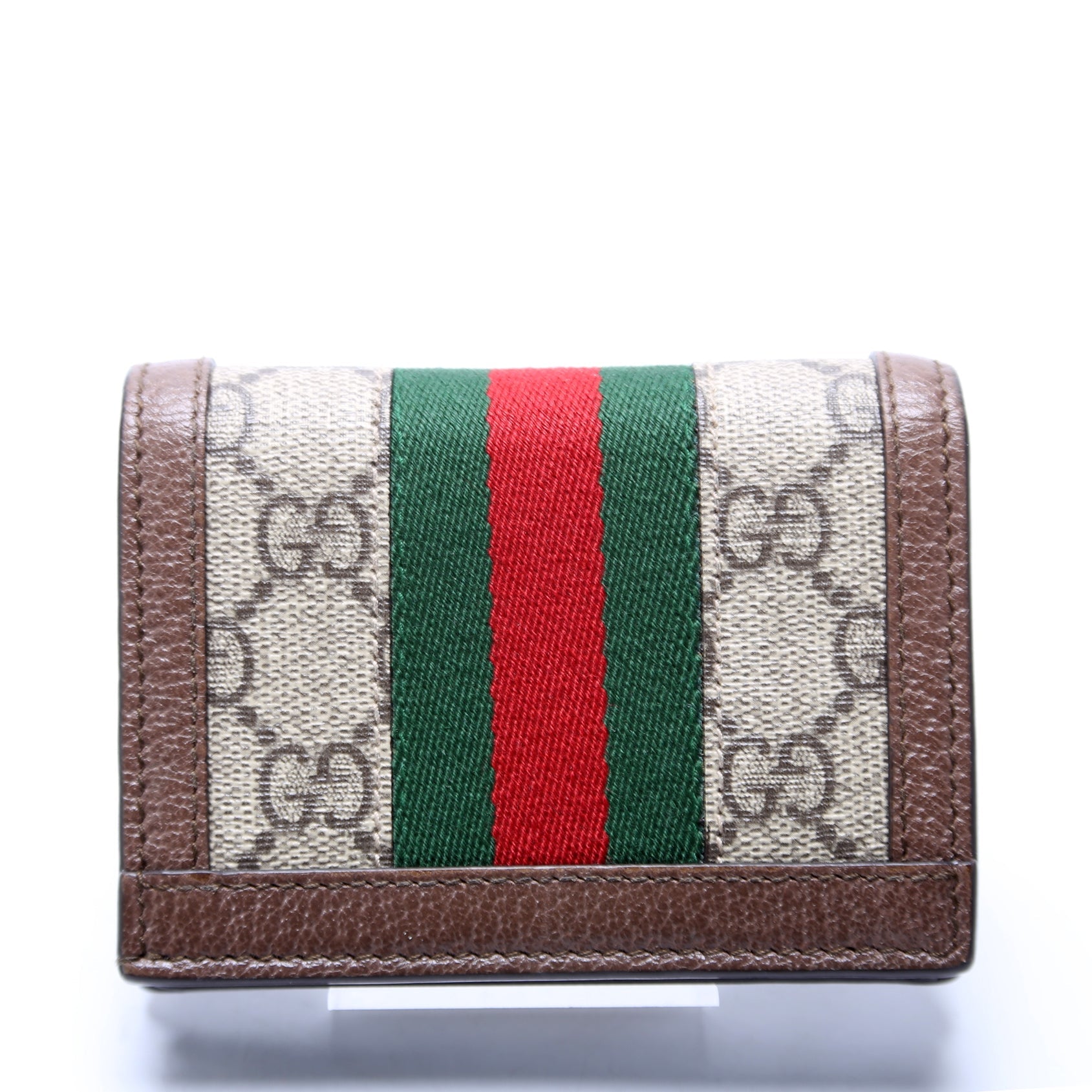 523155 Ophidia GG Card Case Wallet Brown