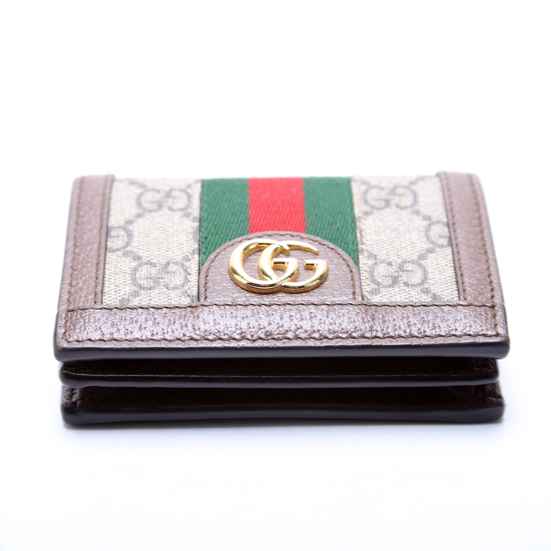 523155 Ophidia GG Card Case Wallet Brown