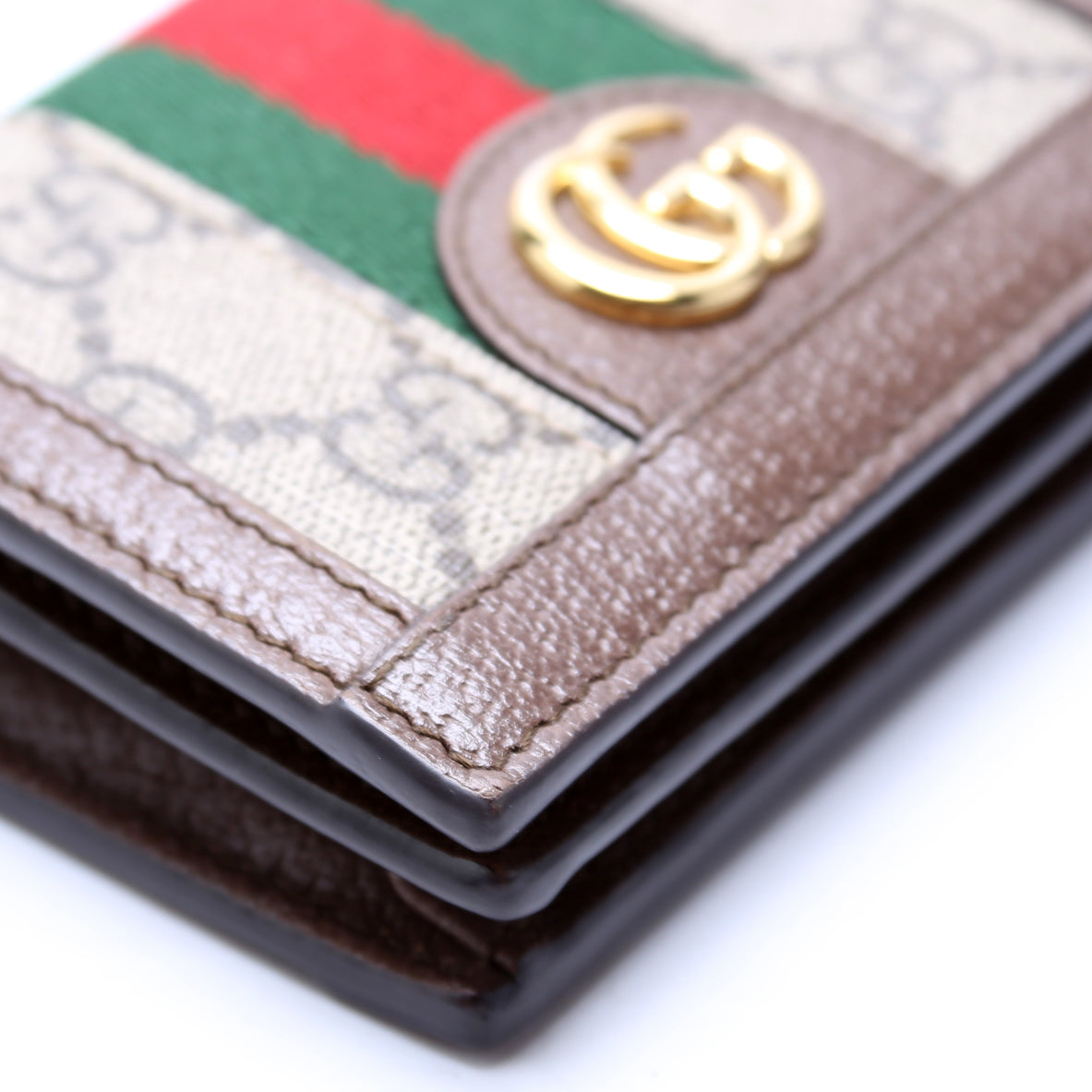 523155 Ophidia GG Card Case Wallet Brown