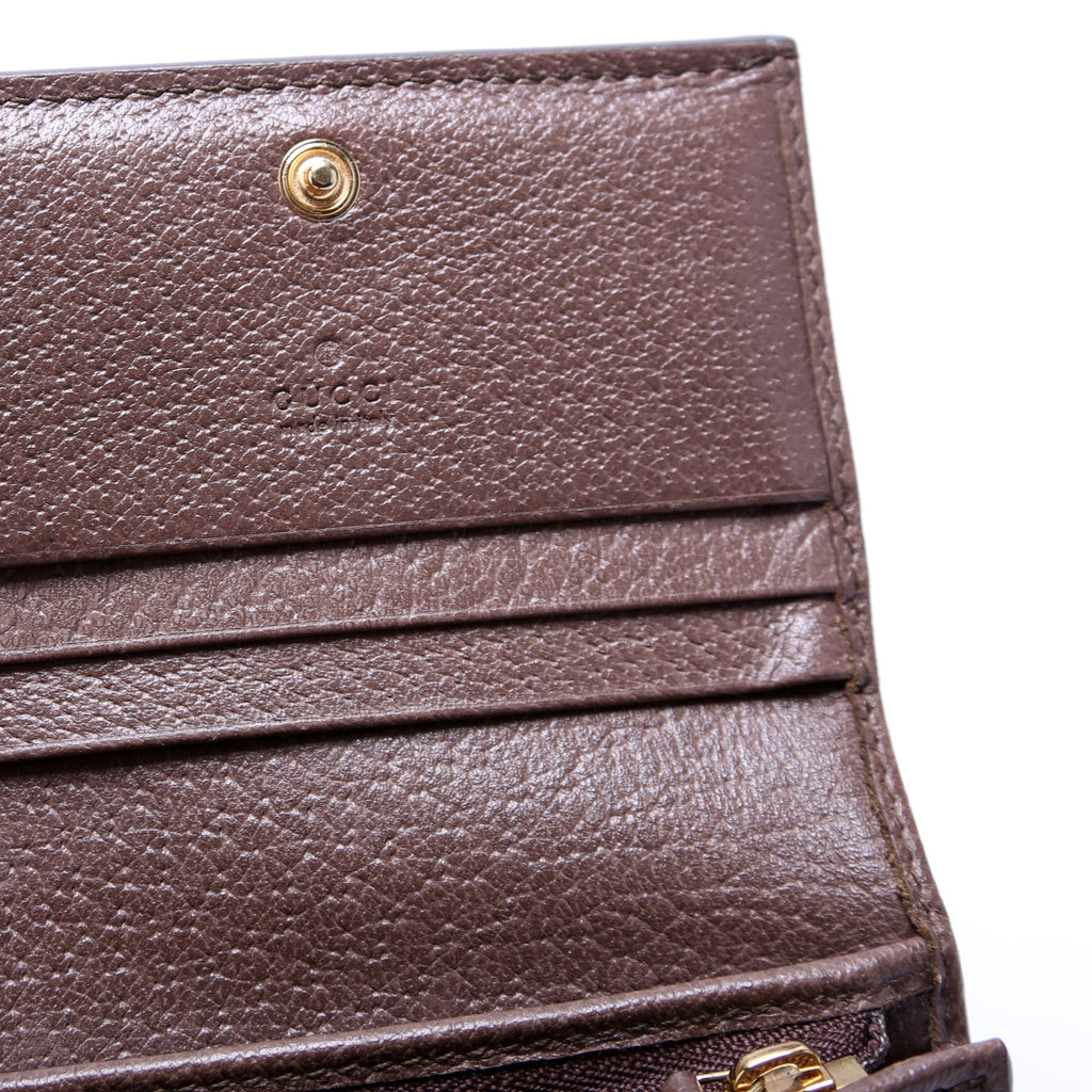 523155 Ophidia GG Card Case Wallet Brown
