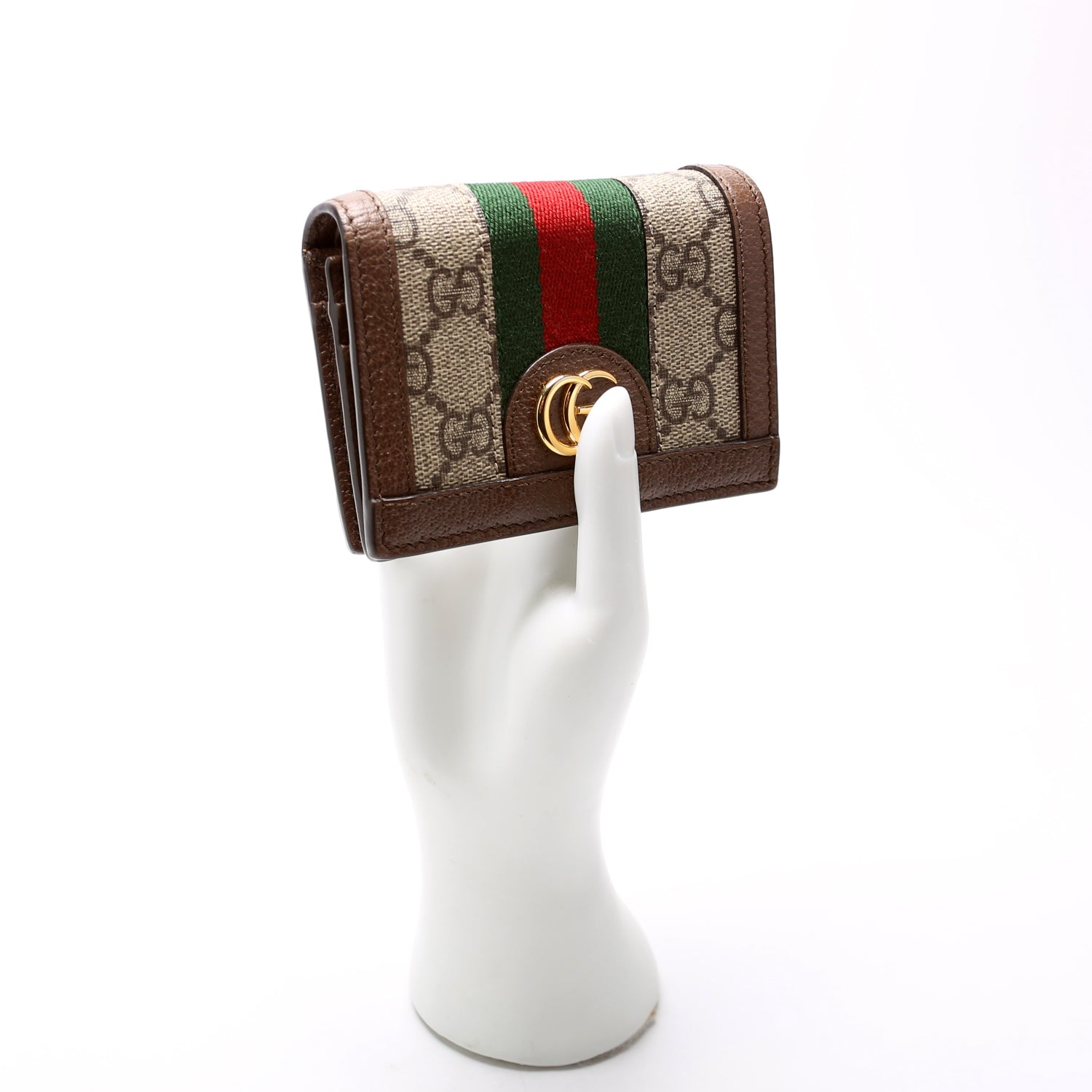 523155 Ophidia GG Card Case Wallet Brown