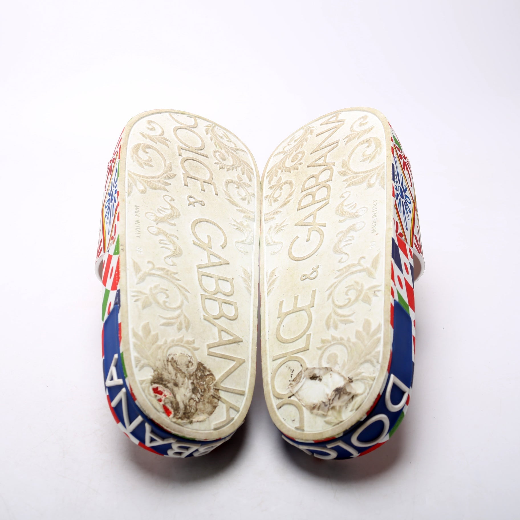 Tile Printed Rubber Slides Size 39 Multicolor