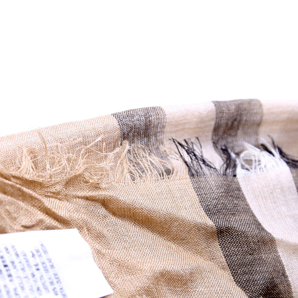 Giant Check Lightweight Wool/Silk Scarf Tan