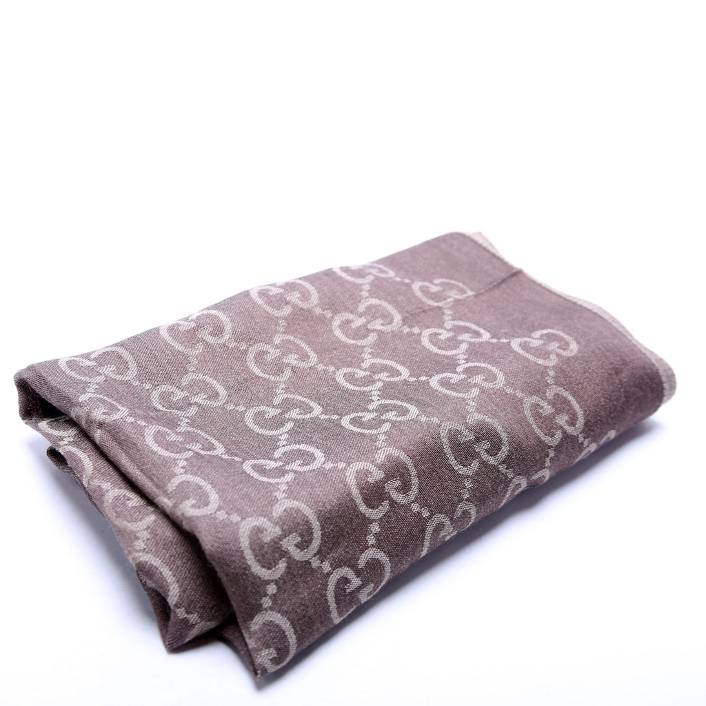 165904 GG Jacquard Knit Scarf Brown