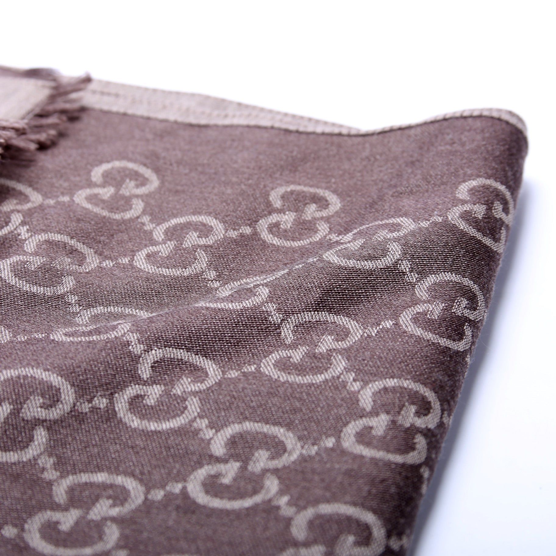 165904 GG Jacquard Knit Scarf Brown