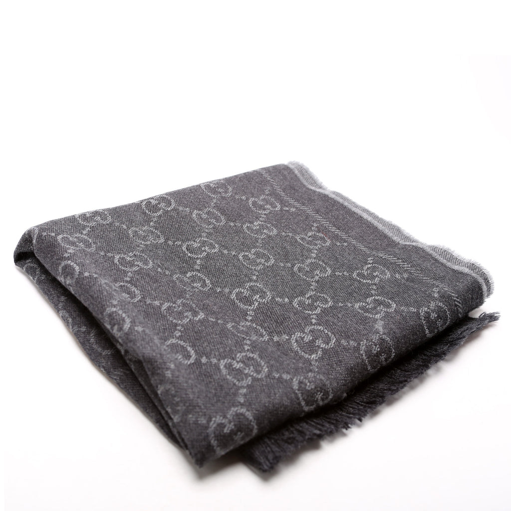 508313 GG Wool Scarf Grey