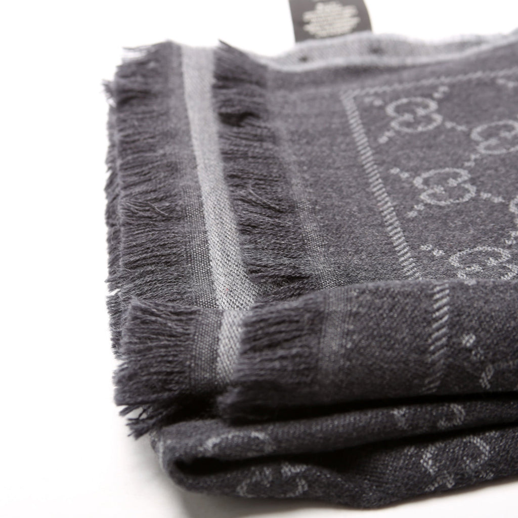 508313 GG Wool Scarf Grey