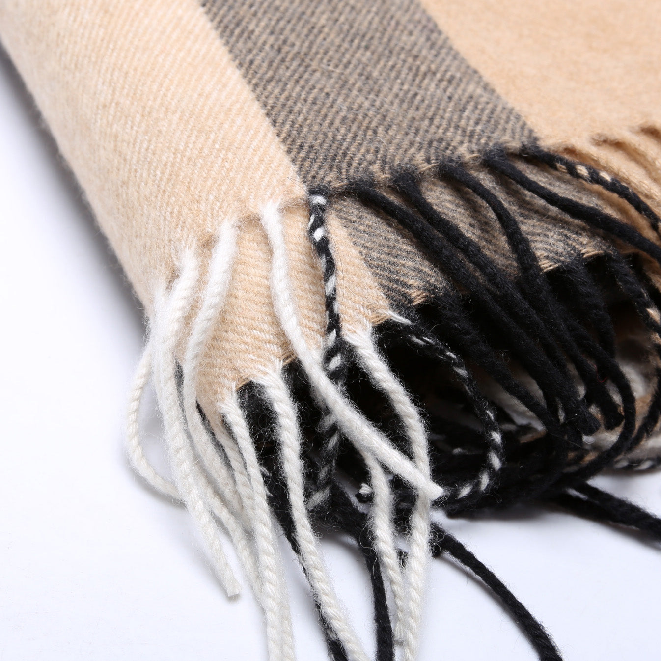 Check Cashmere Scarf Tan