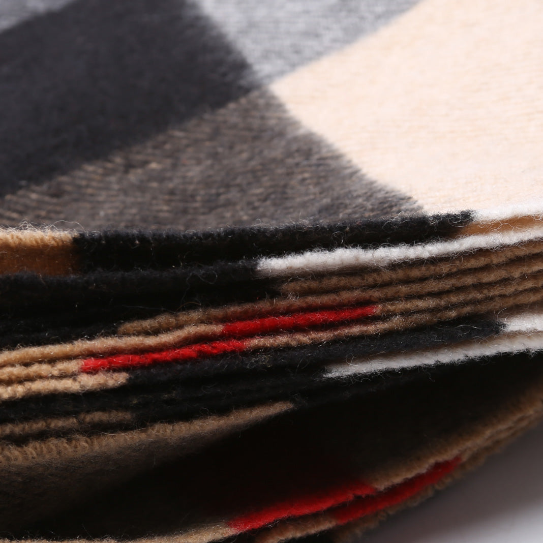 Check Cashmere Scarf Tan