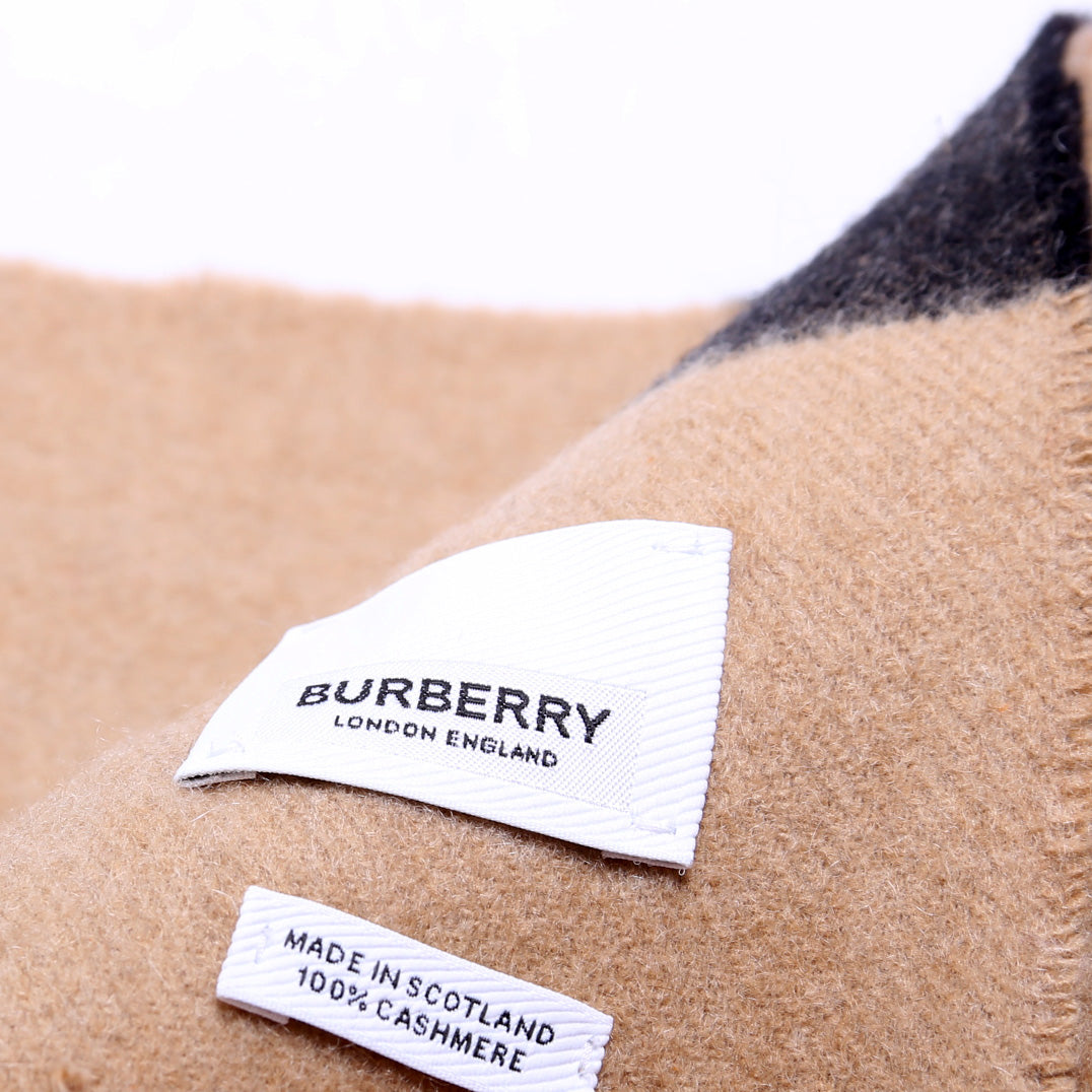 Check Cashmere Scarf Tan