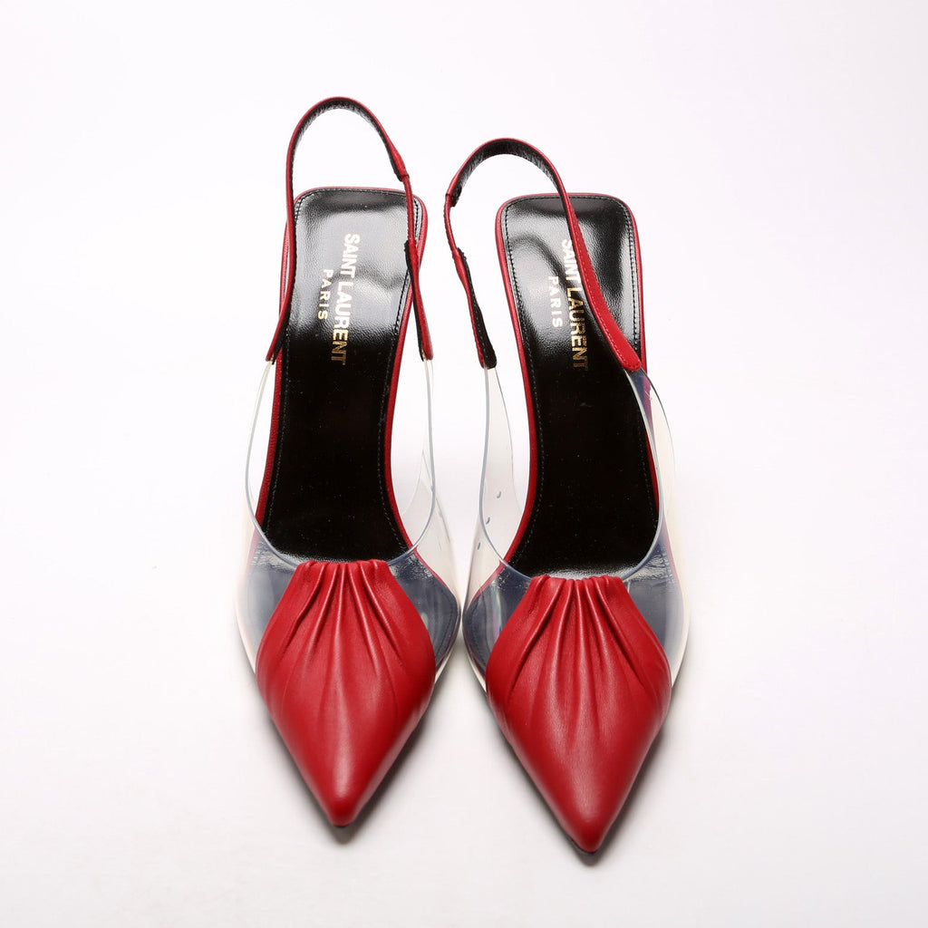Chica 115 PVC/Calfskin Slingback Pumps Size 38.5 Red