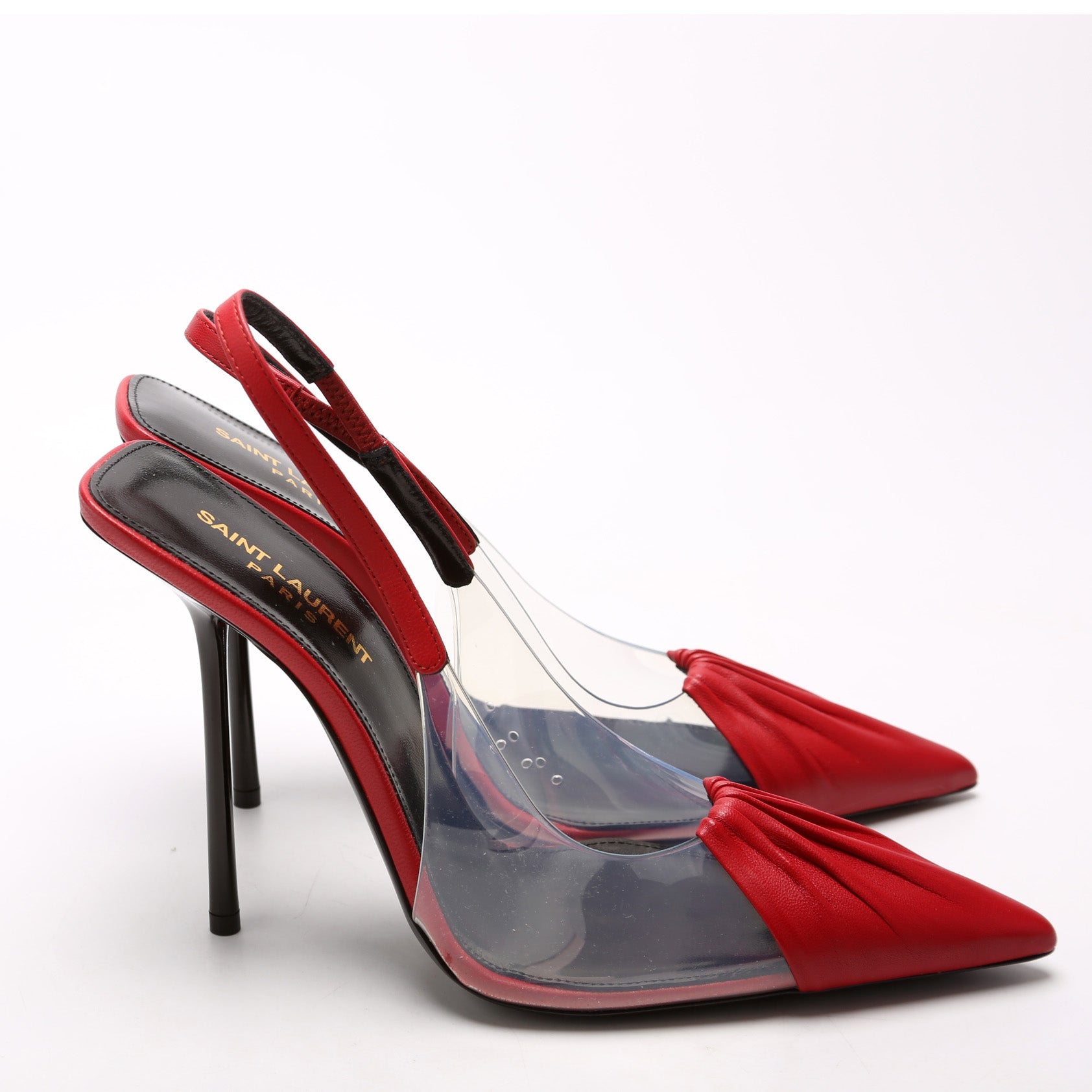 Chica 115 PVC/Calfskin Slingback Pumps Size 38.5 Red