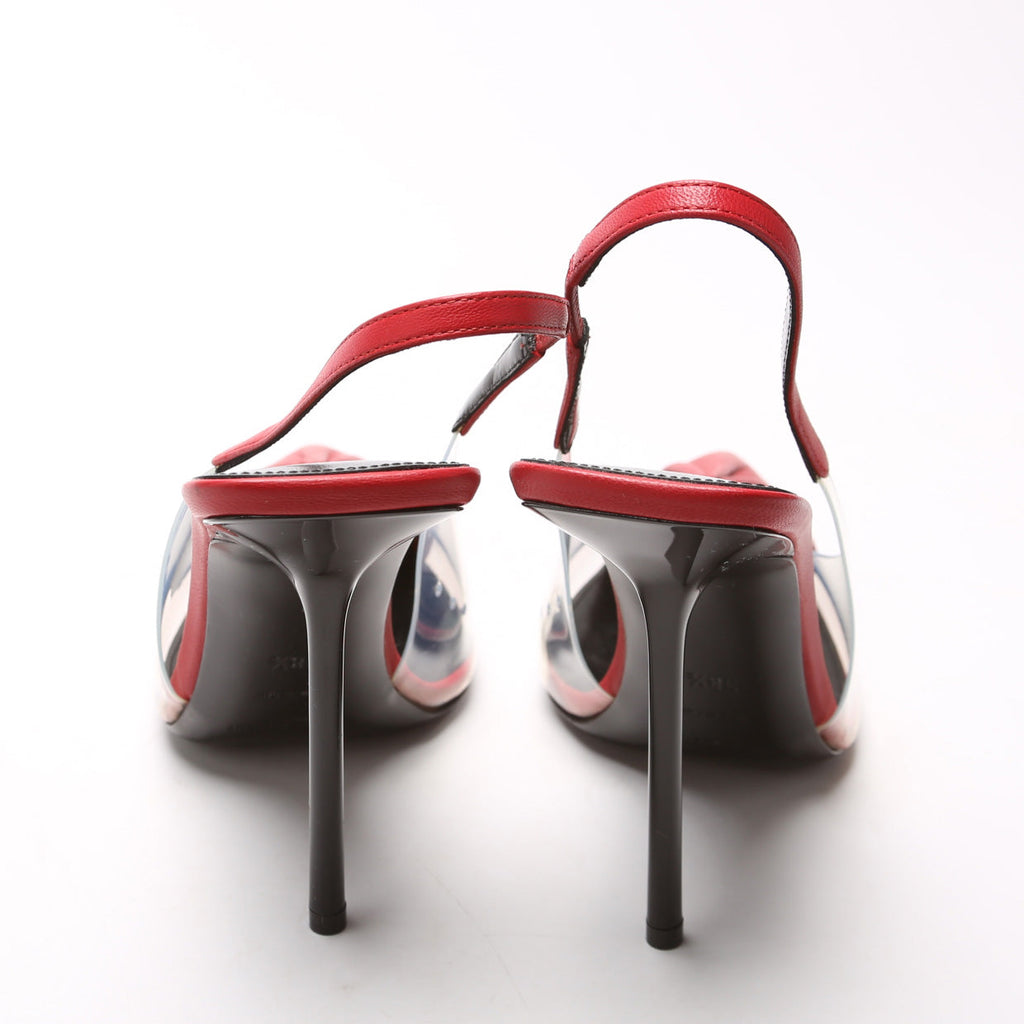 Chica 115 PVC/Calfskin Slingback Pumps Size 38.5 Red