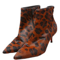 Leopard Pony Hair Kitten Heel Ankle Boots Size 37.5 Cheetah