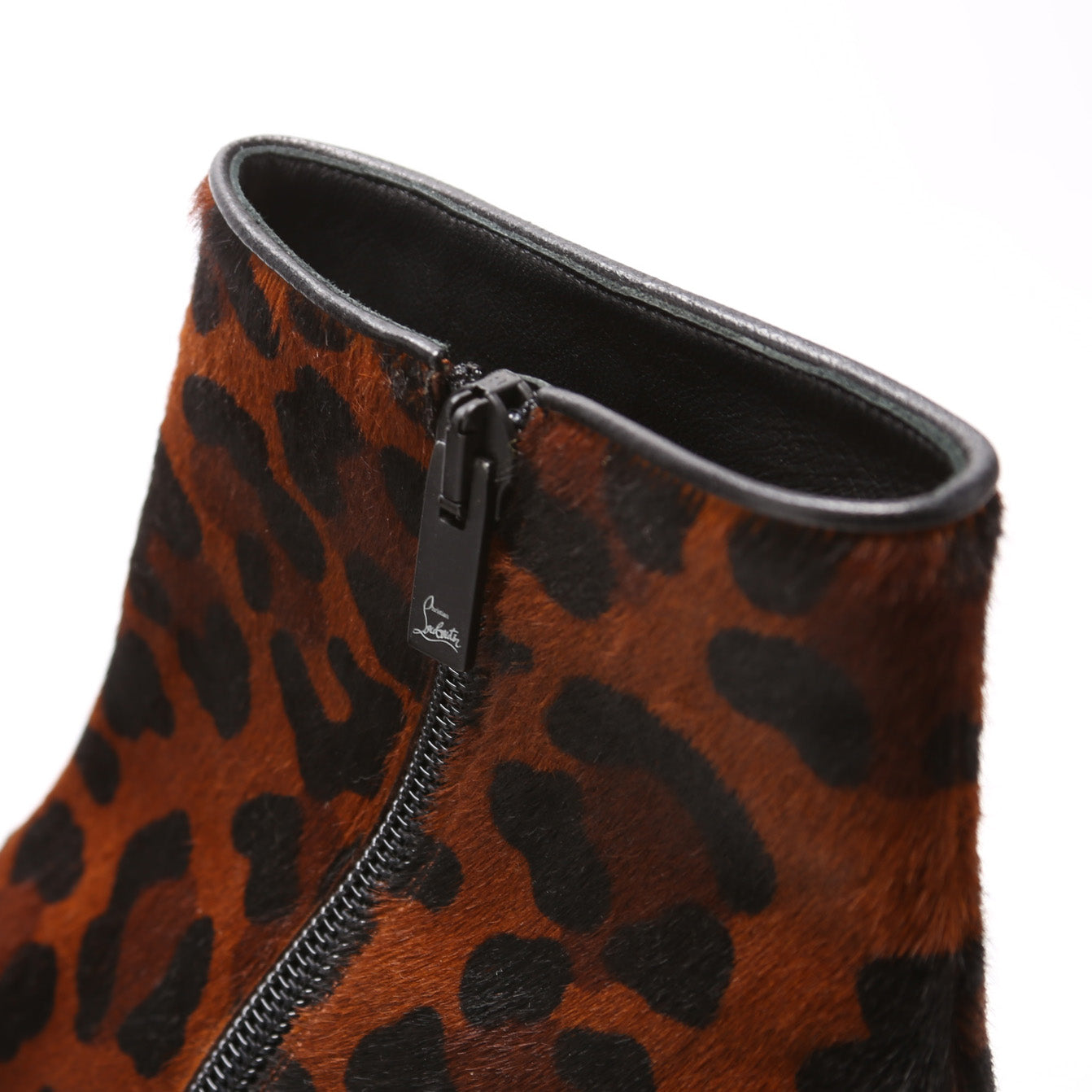 Leopard Pony Hair Kitten Heel Ankle Boots Size 37.5 Cheetah