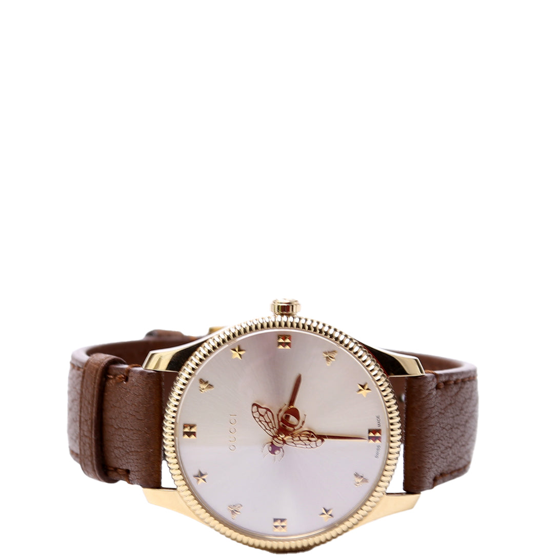 717815 G-Timeless Bee Leather Band Watch