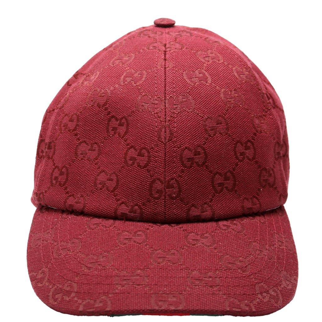 807834 GG Canvas Baseball Cap Size Medium Burgundy