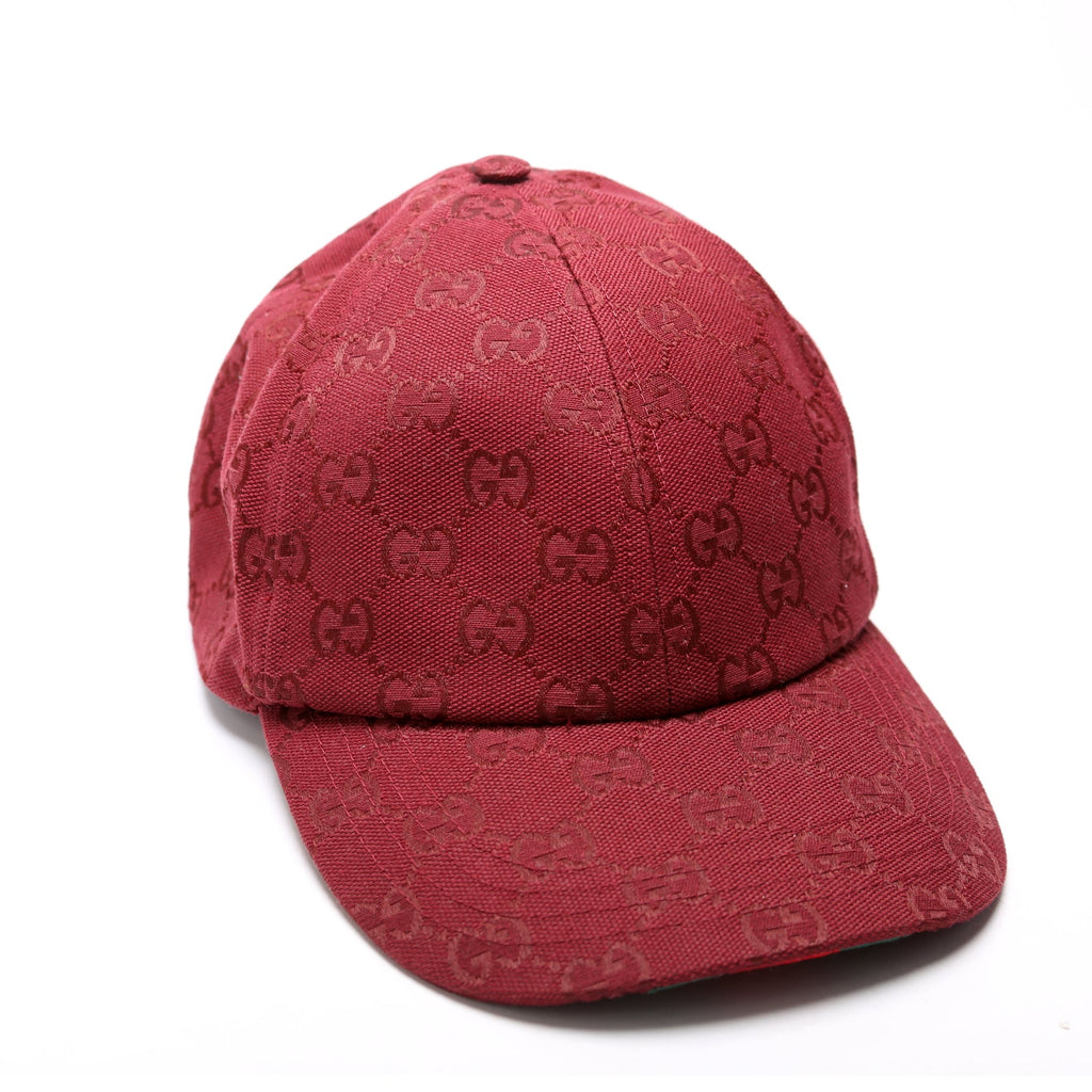 807834 GG Canvas Baseball Cap Size Medium Burgundy