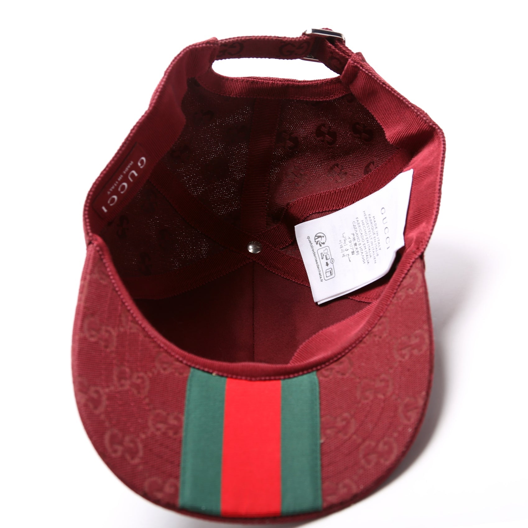 807834 GG Canvas Baseball Cap Size Medium Burgundy