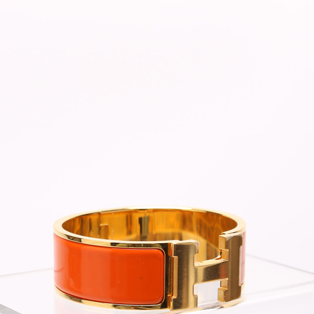 Hermes Clic Clac Wide PM Bracelet Gold/Orange