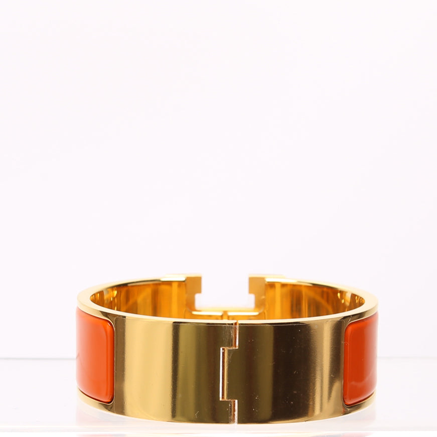 Hermes Clic Clac Wide PM Bracelet Gold/Orange