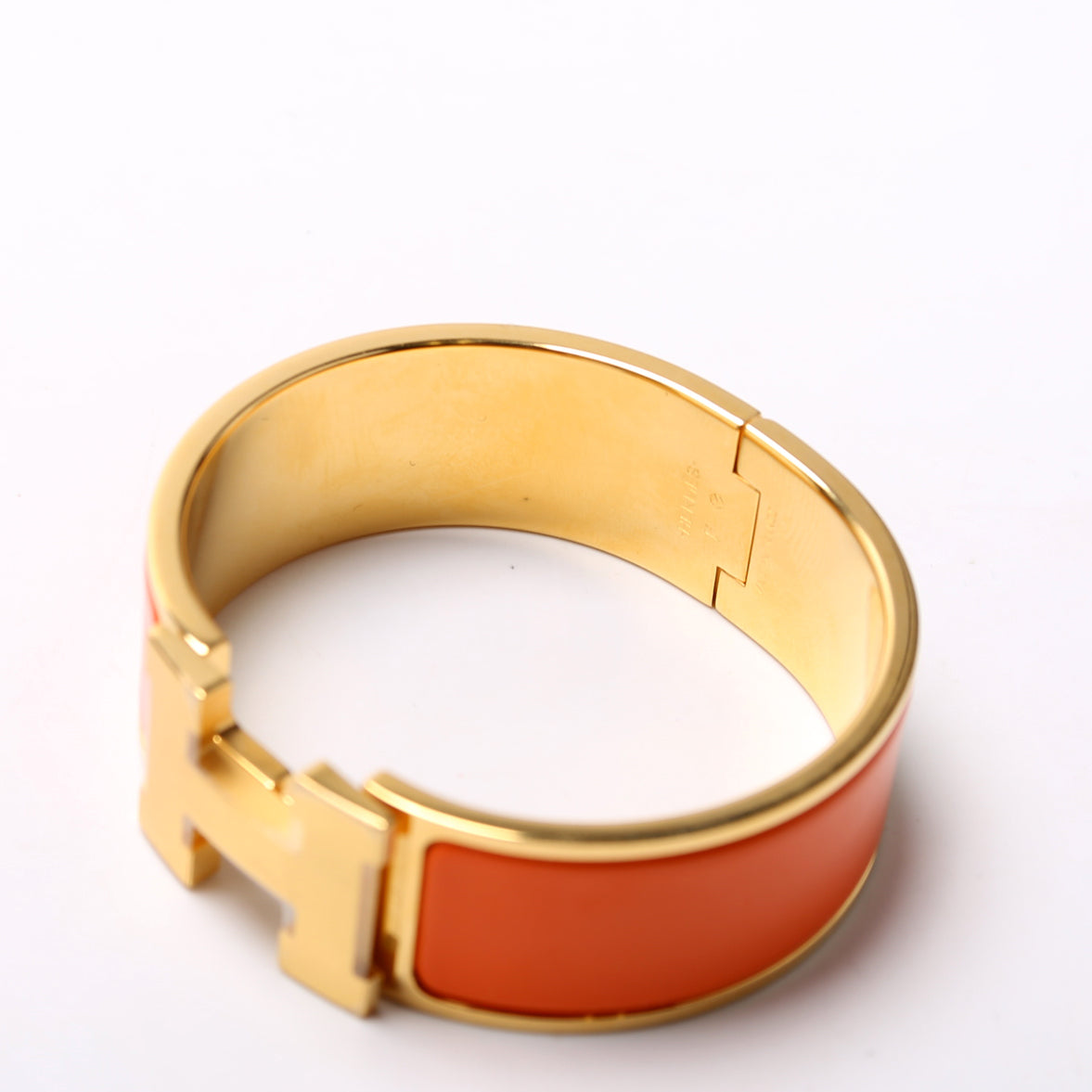 Hermes Clic Clac Wide PM Bracelet Gold/Orange