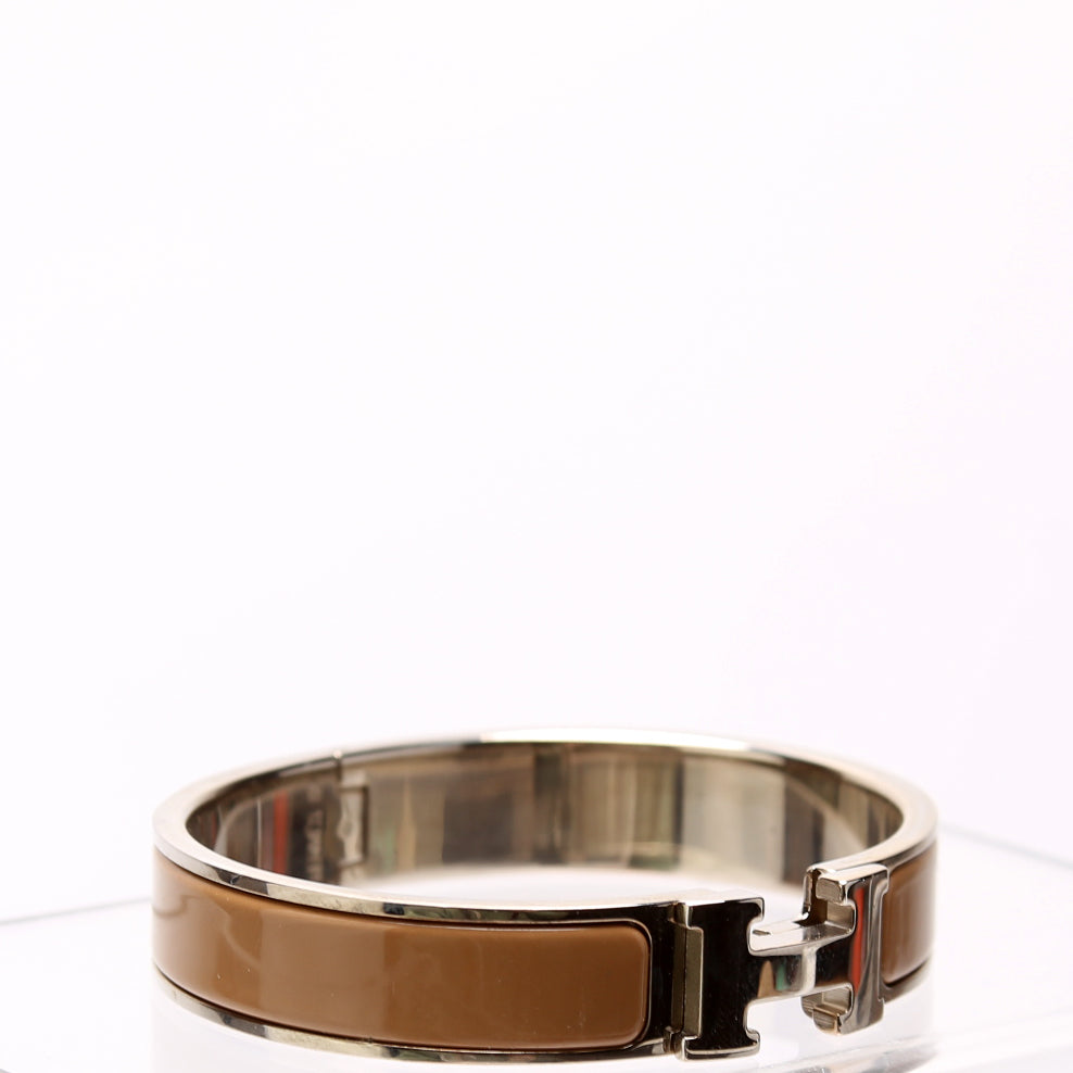 Clic Clac Narrow PM Bracelet Silver/Taupe