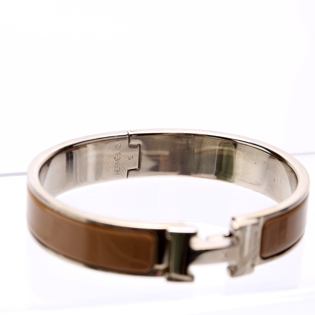 Clic Clac Narrow PM Bracelet Silver/Taupe