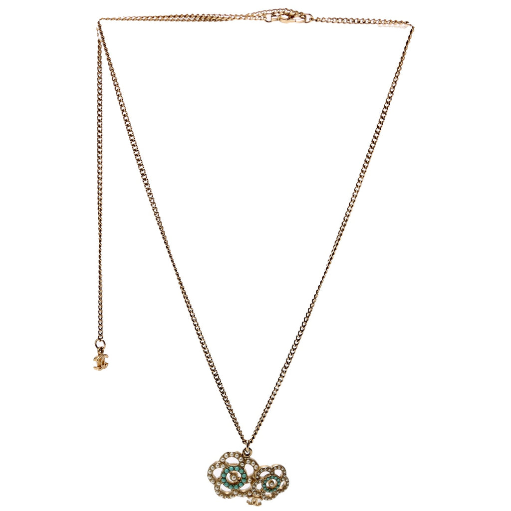 Coco Camelia Necklace Gold/Teal