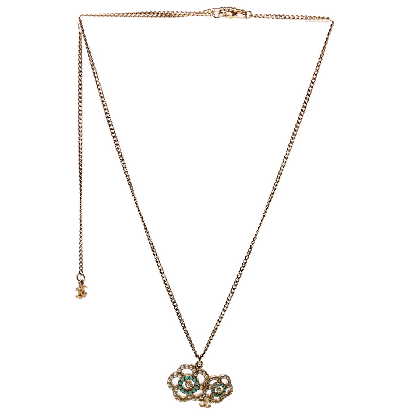Coco Camelia Necklace Gold/Teal