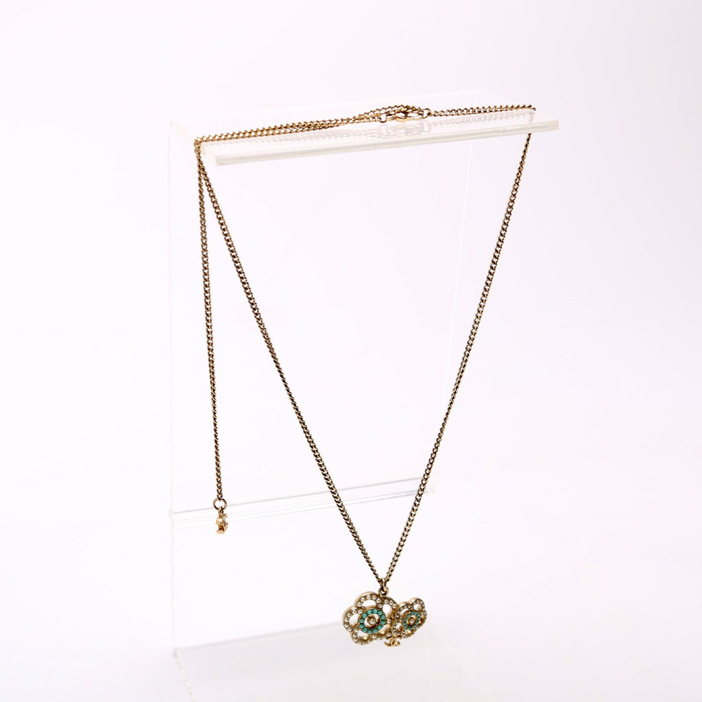 Coco Camelia Necklace Gold/Teal