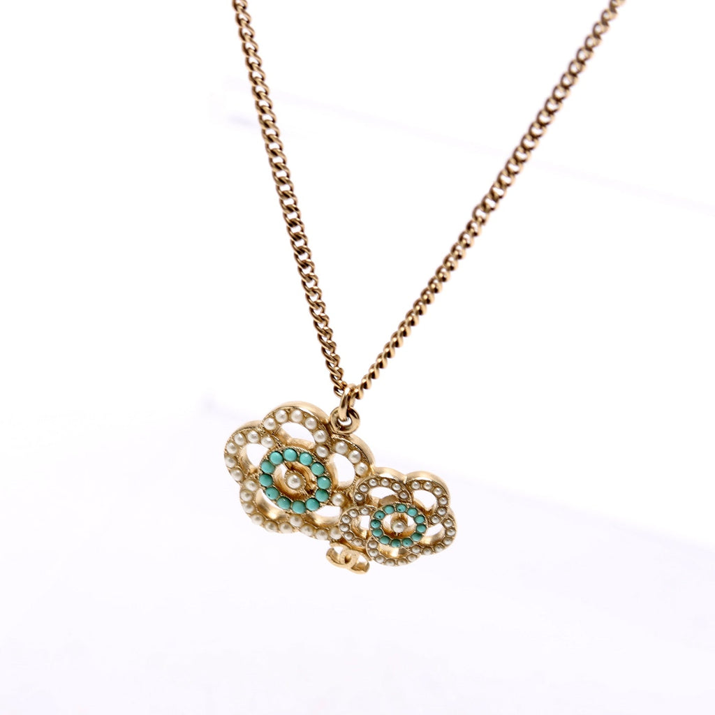 Coco Camelia Necklace Gold/Teal