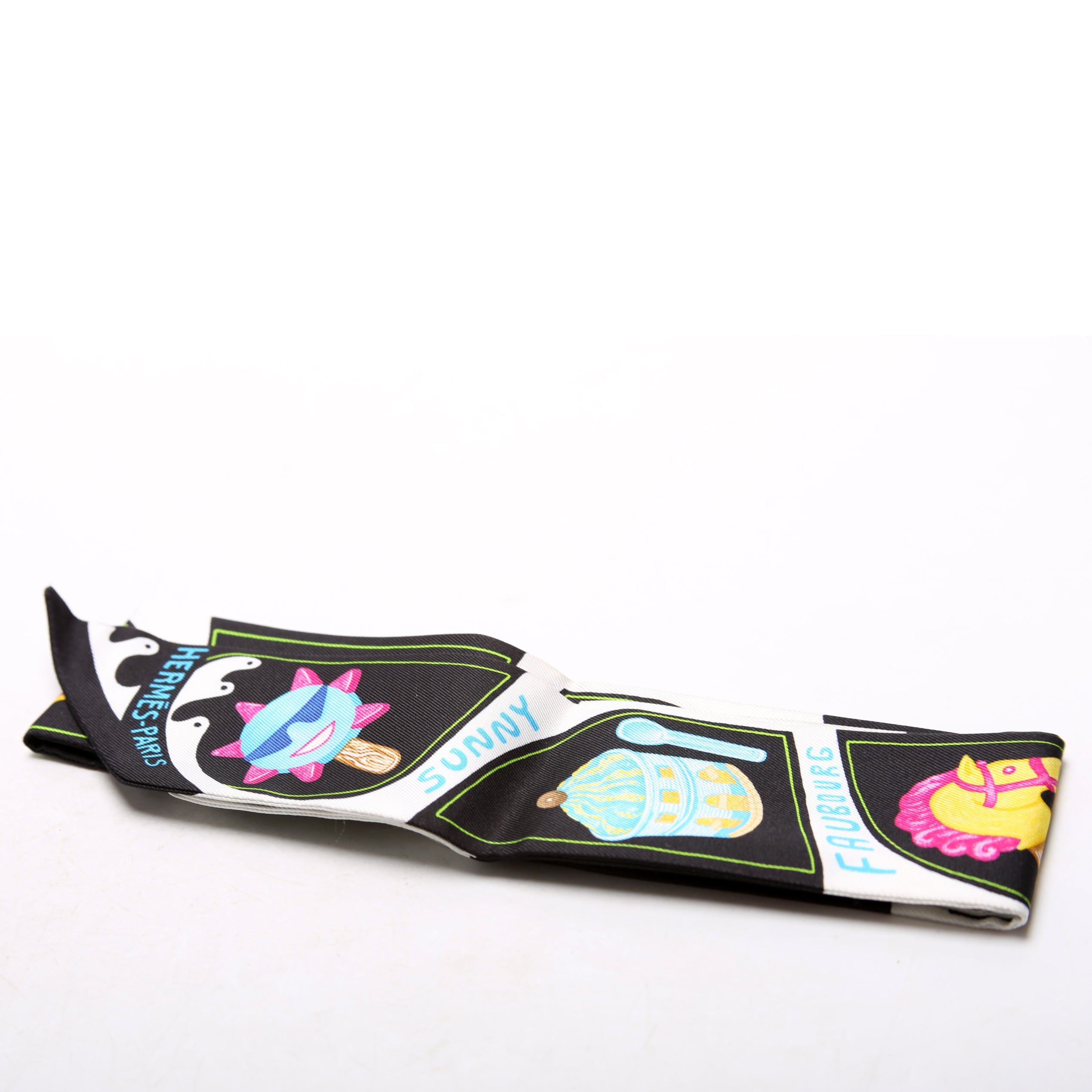 'Funny Ice Cream' Twilly Silk Scarf Multicolor