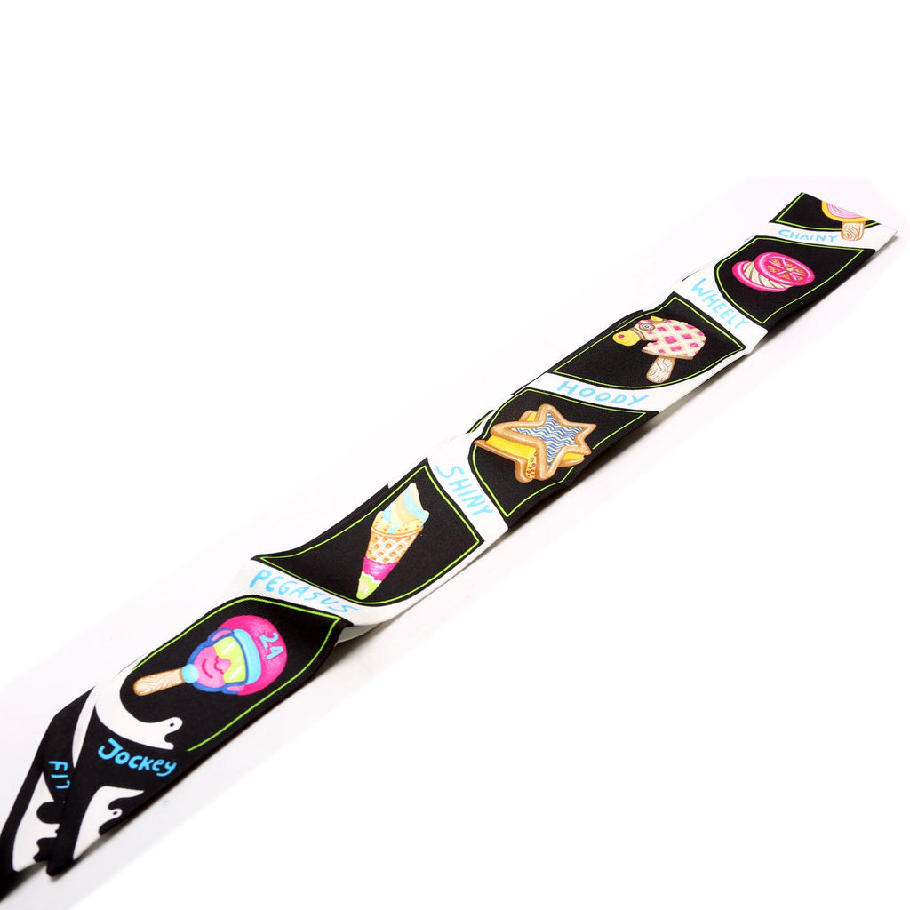 'Funny Ice Cream' Twilly Silk Scarf Multicolor