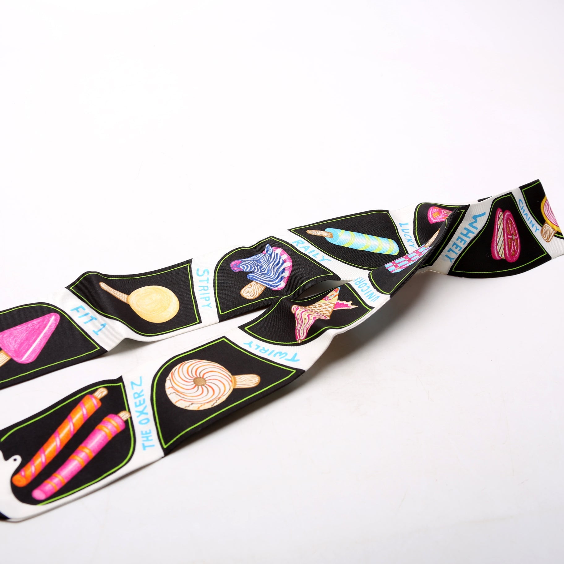 'Funny Ice Cream' Twilly Silk Scarf Multicolor