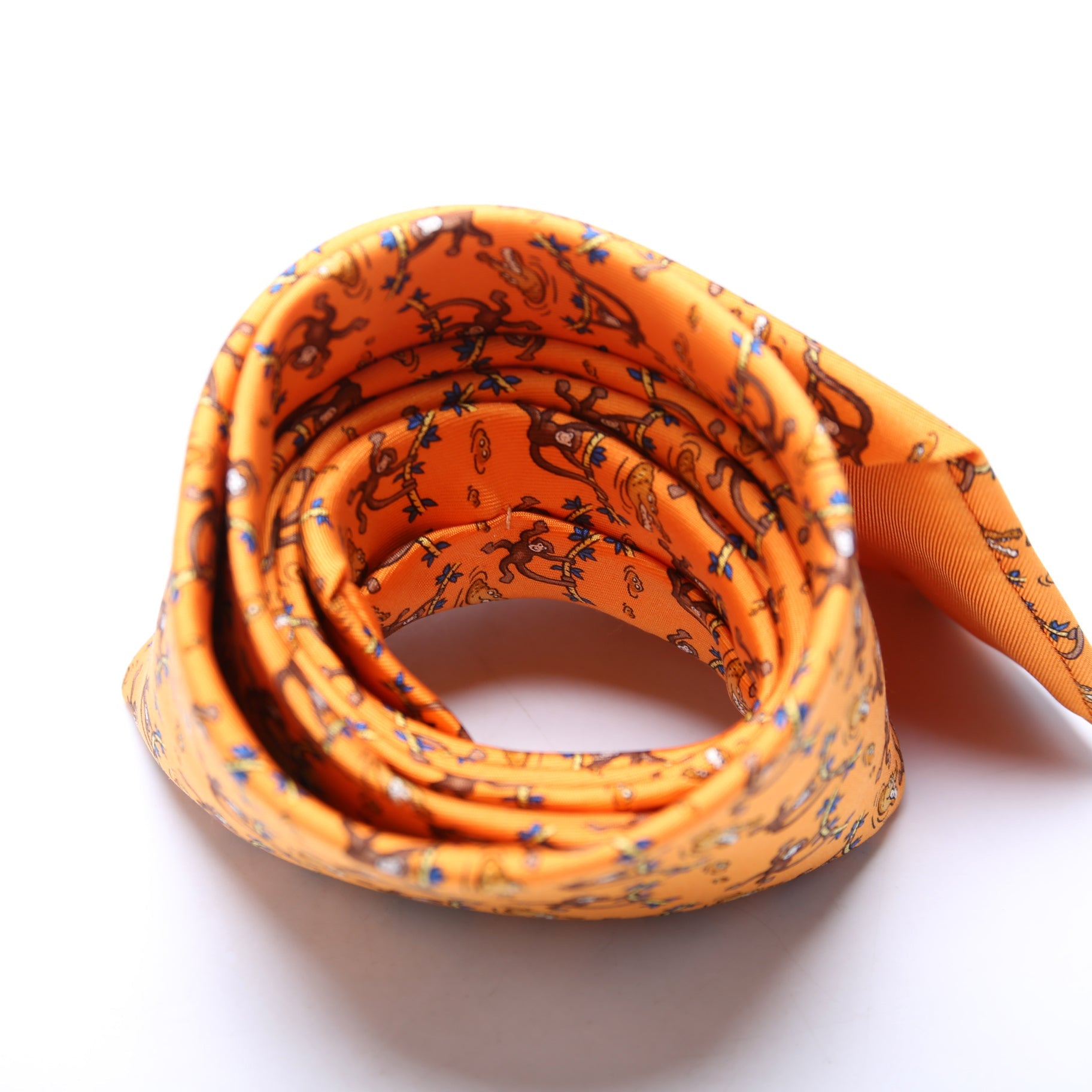 Monkey/Crocodile Print Silk Tie Orange/Multicolor