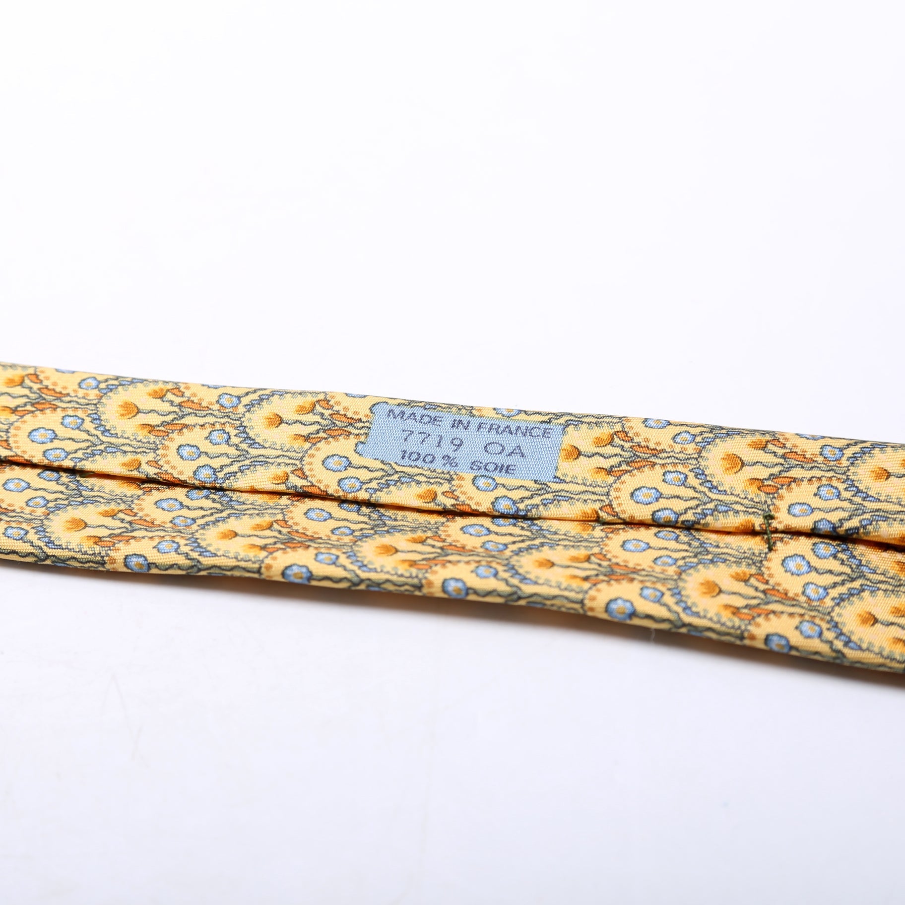 Floral Print Silk Tie Yellow/Blue