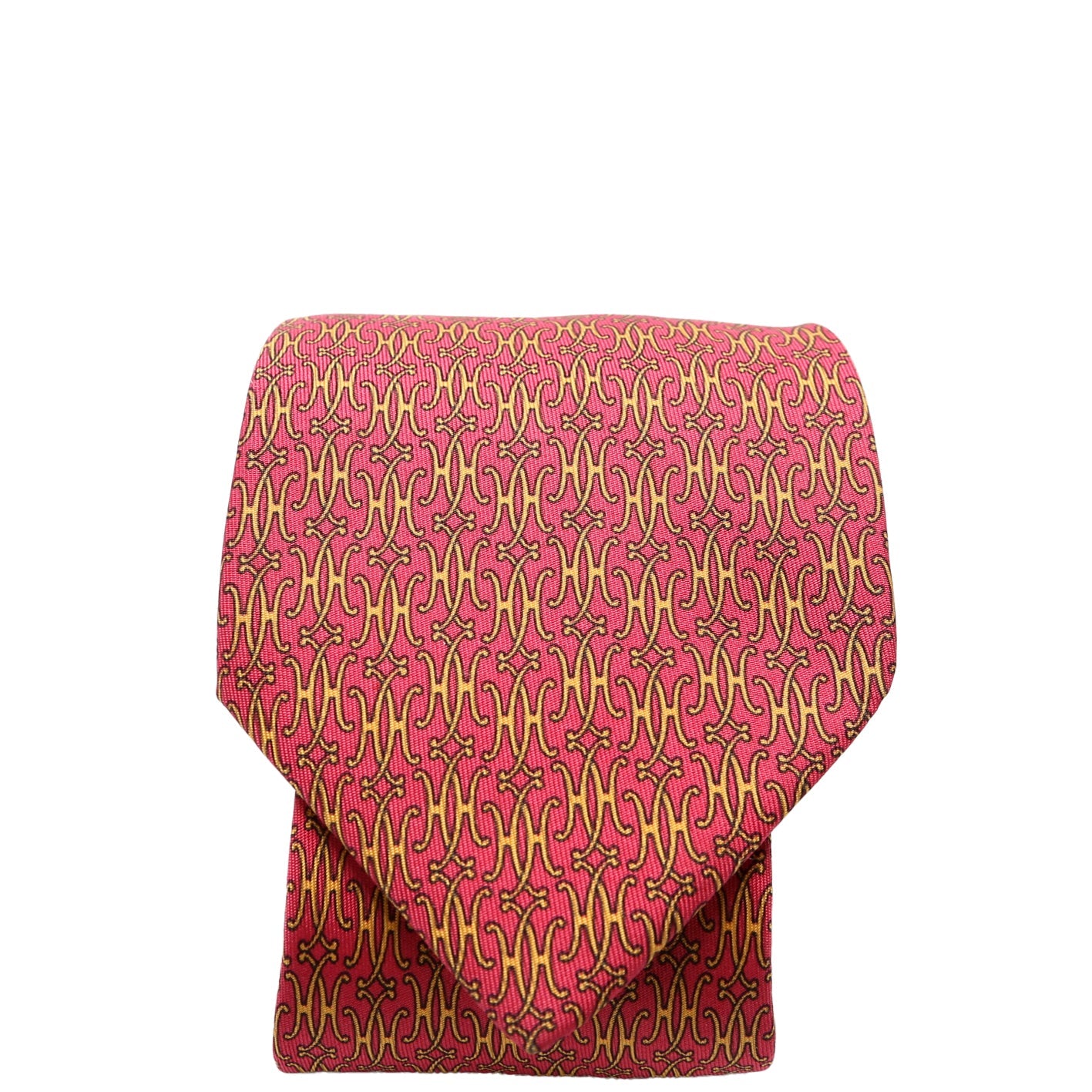 Double H Print Silk Tie Red/Yellow
