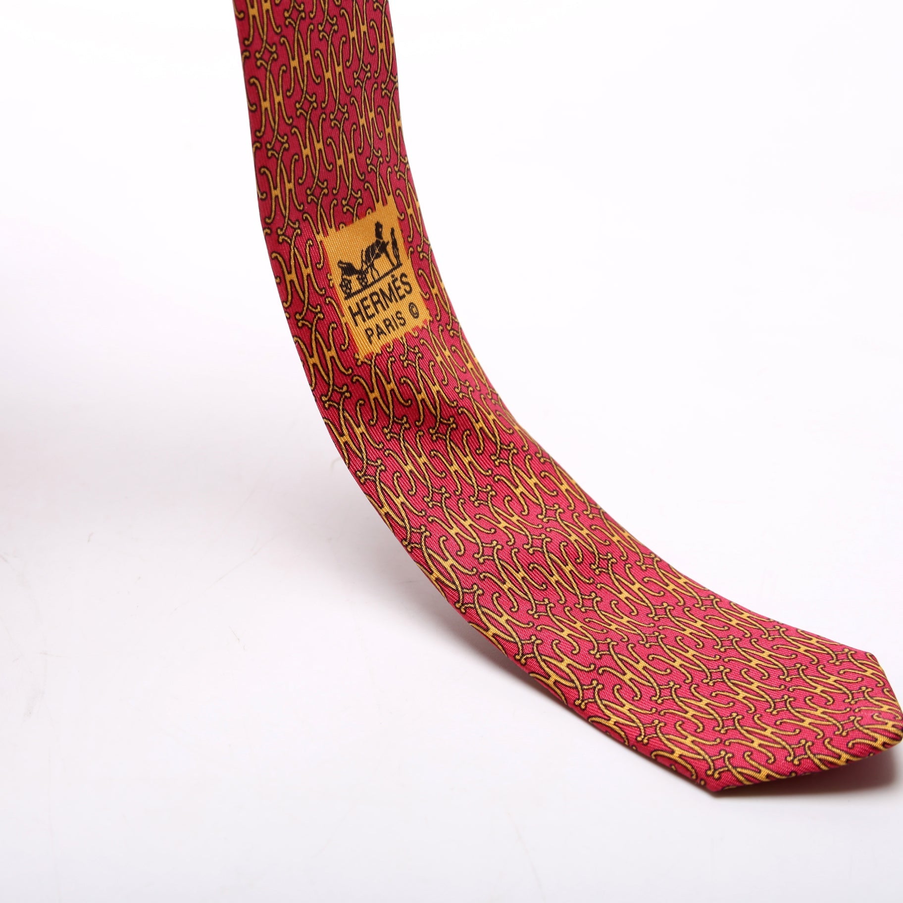 Double H Print Silk Tie Red/Yellow