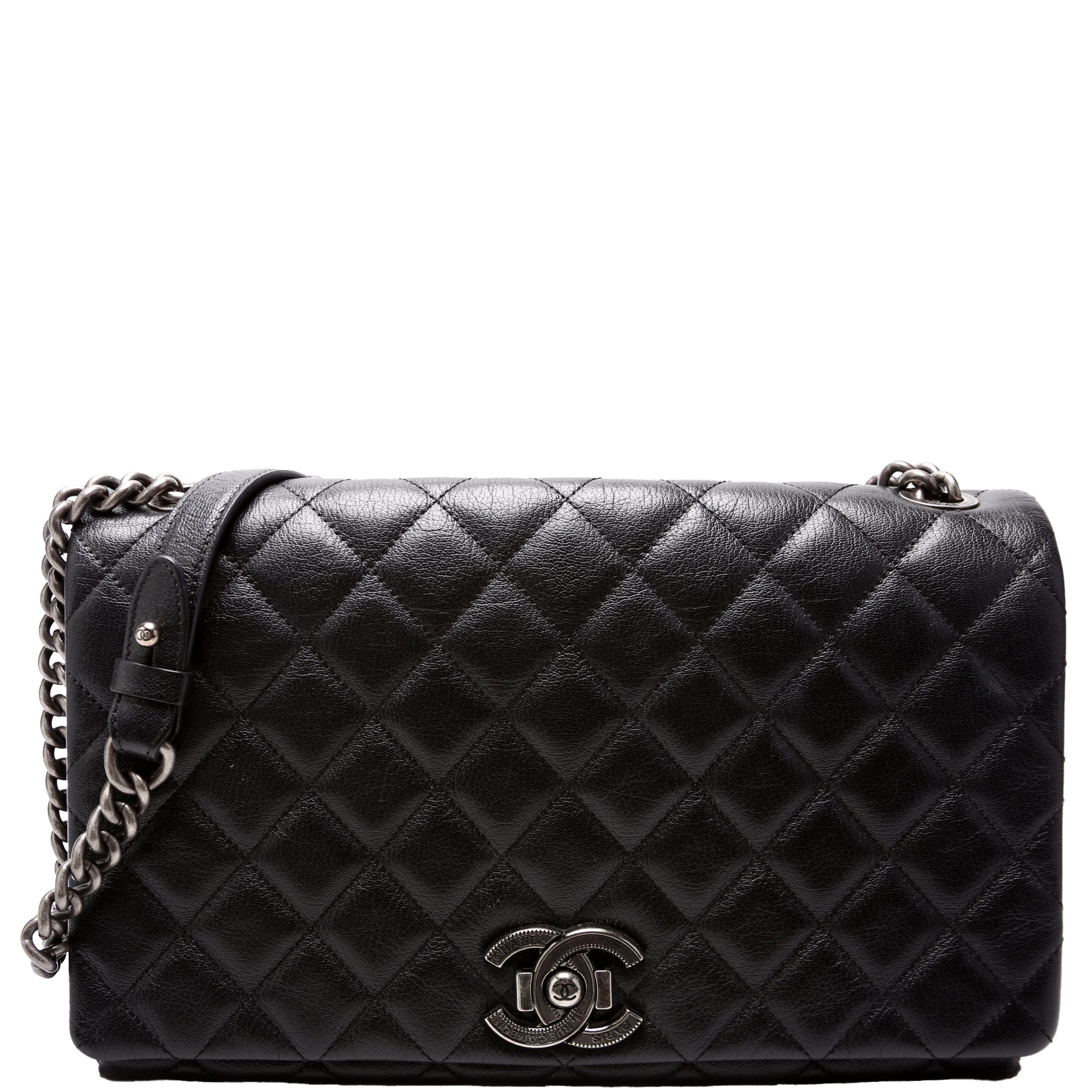 City Rock Large Flap Goatskin Quilted 21M Black