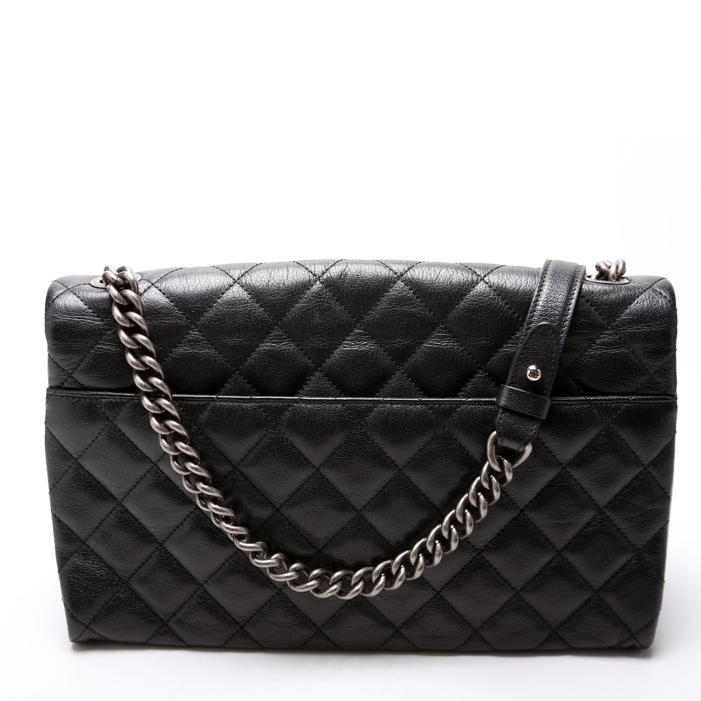 City Rock Large Flap Goatskin Quilted 21M Black