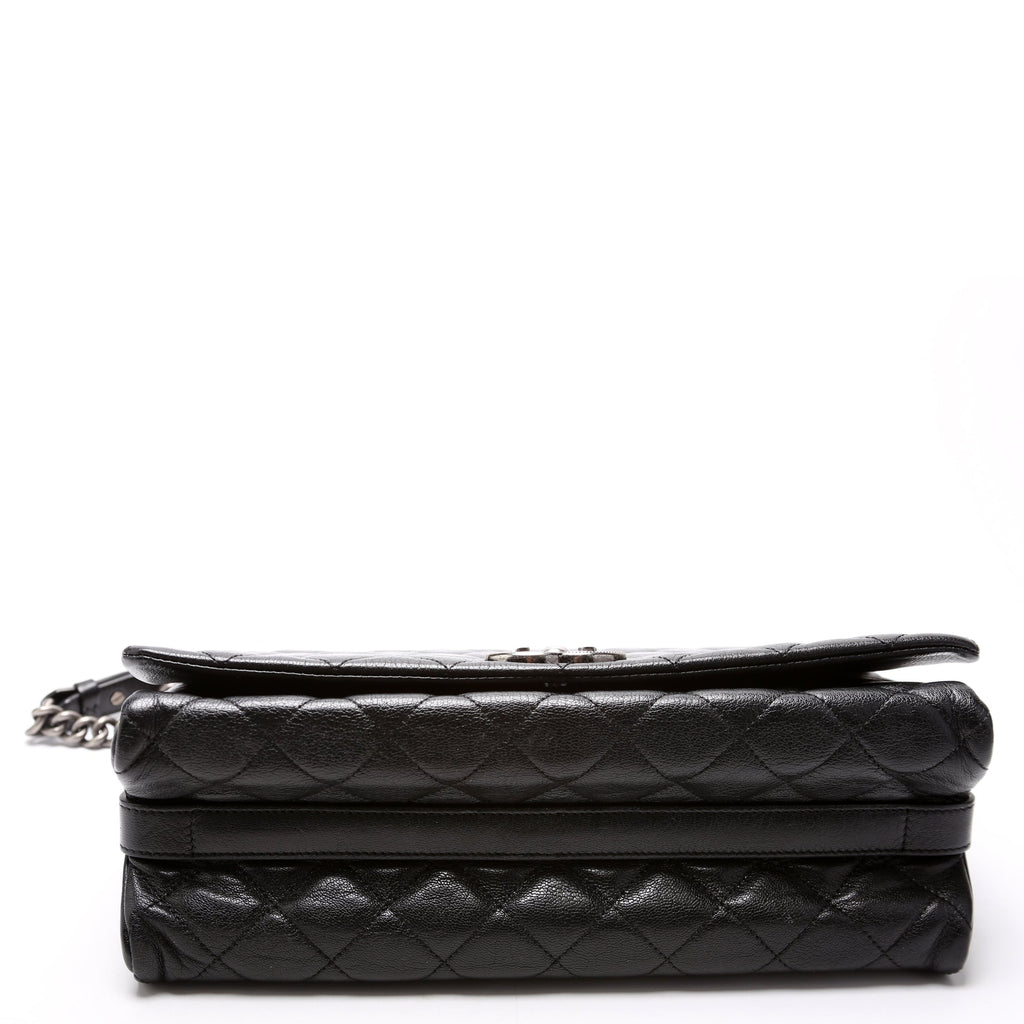 City Rock Large Flap Goatskin Quilted 21M Black