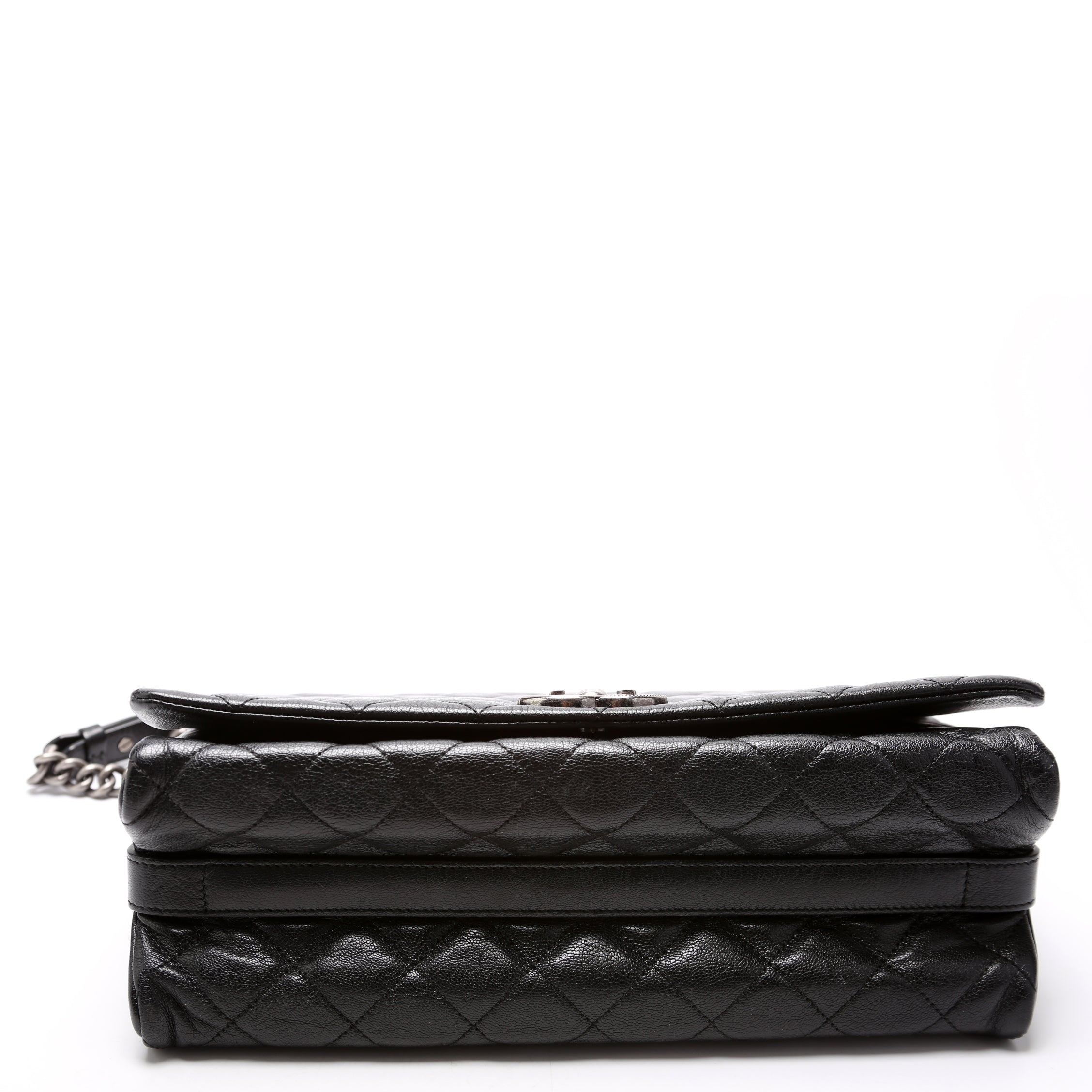 City Rock Large Flap Goatskin Quilted 21M Black