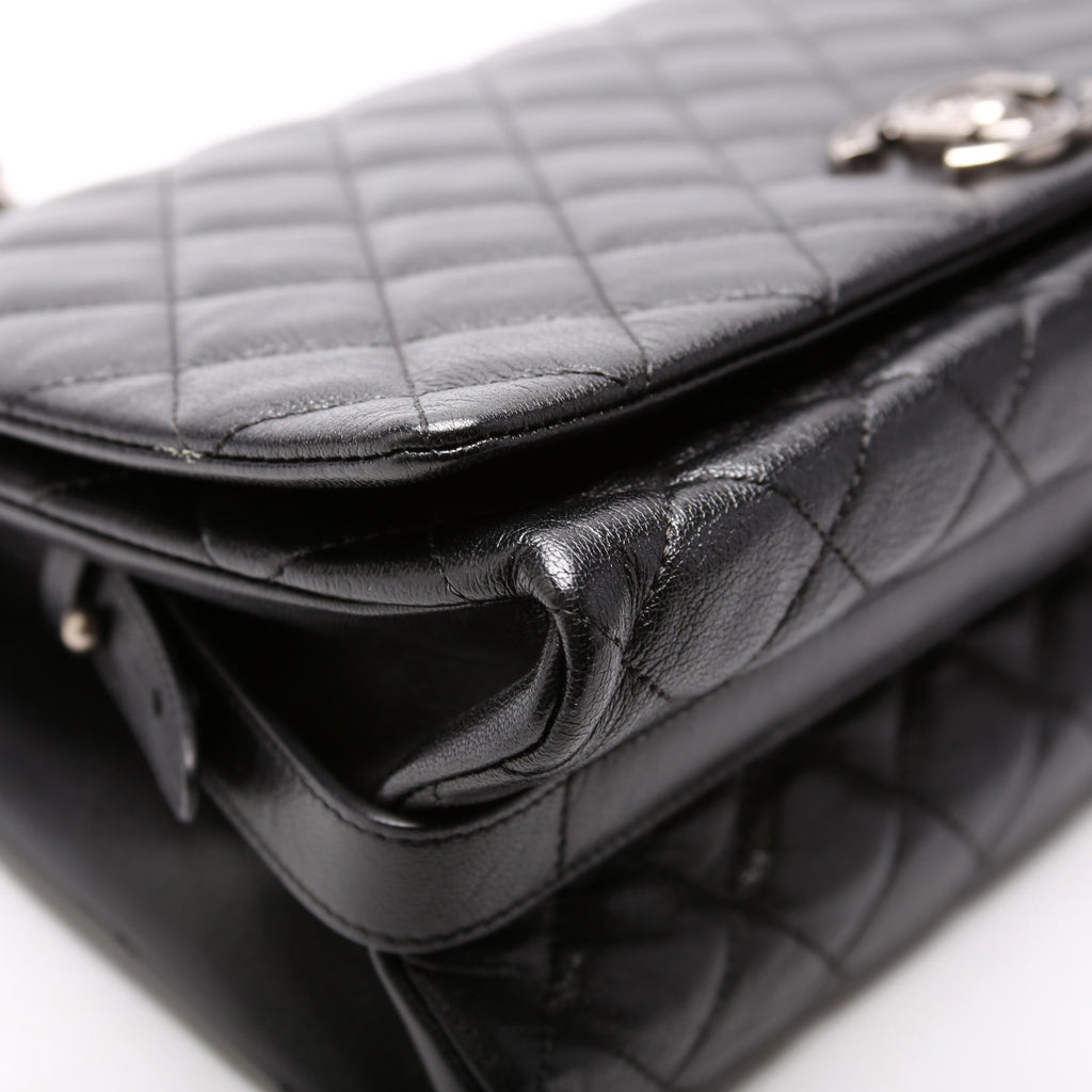 City Rock Large Flap Goatskin Quilted 21M Black