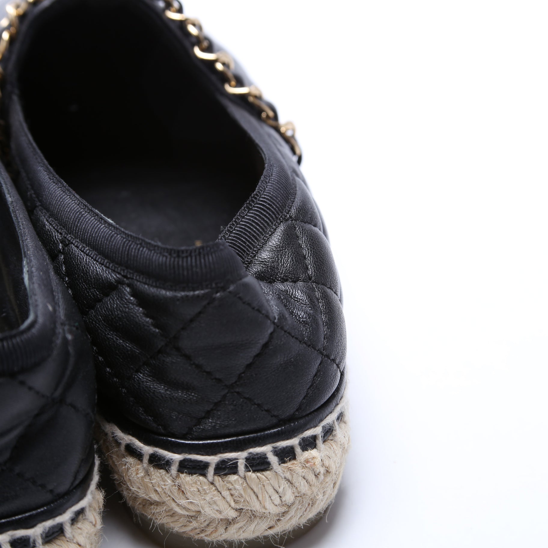 CC Quilted Leather Espadrilles Size 36 Black