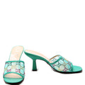 GG Crystal Embellished Sandal Heels Size 39.5 Teal