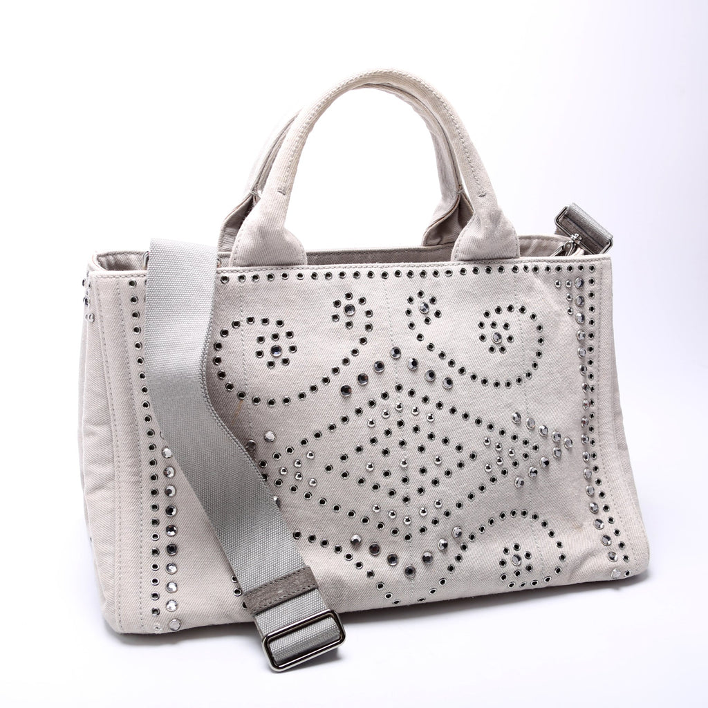 BM2642 Canapa Studded Canvas Tote Grey